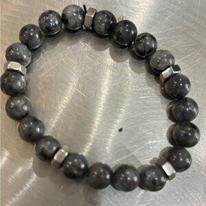 Labradorite elastic beaded bracelet with hardware nuts